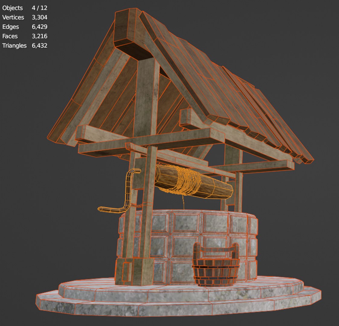 3D Water Well Model Low-poly Game-ready Low-poly 3D Model - TurboSquid ...