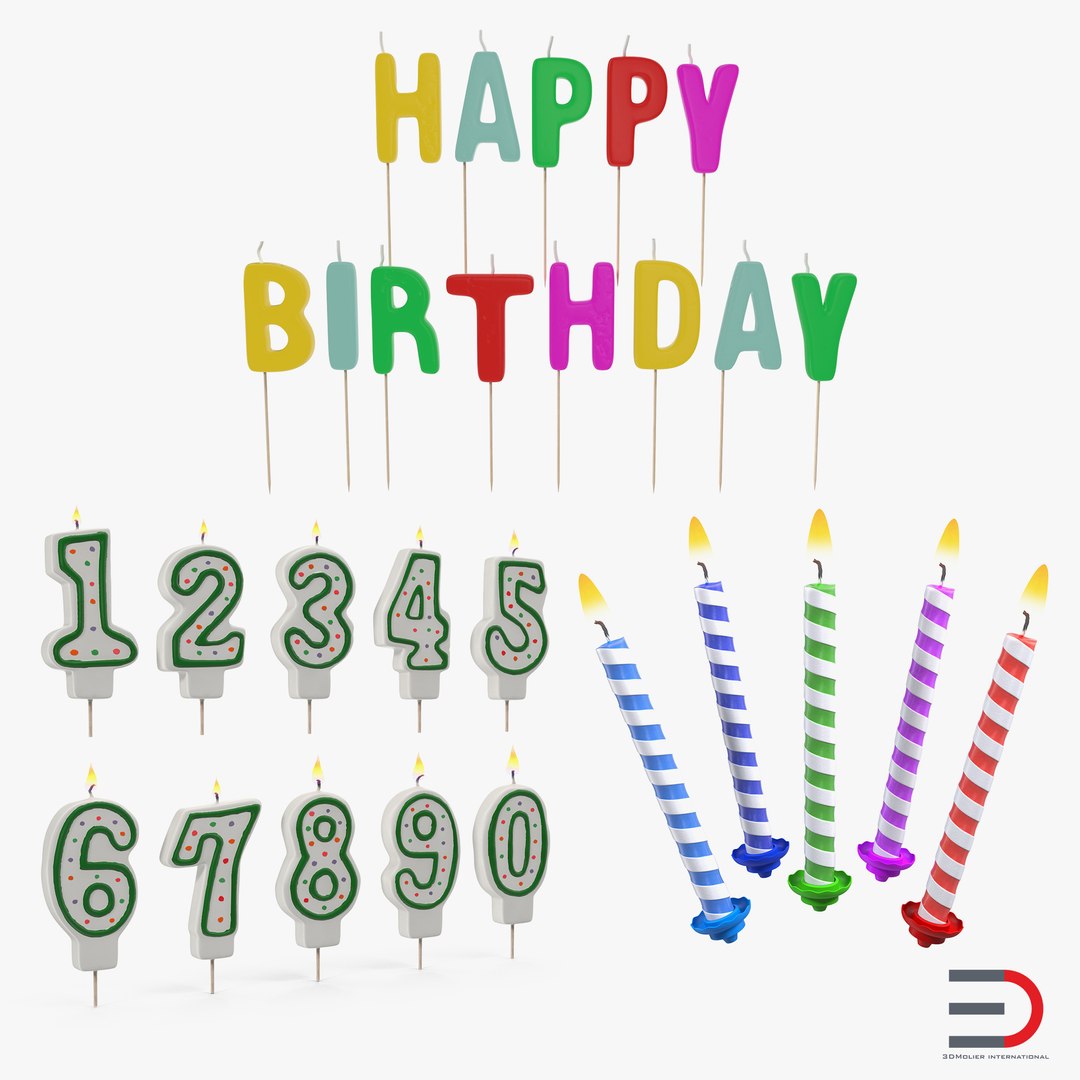Birthday Candles 3D Models Collection 3D model preview