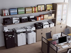 3D Office Printers and Workstations 3D Model