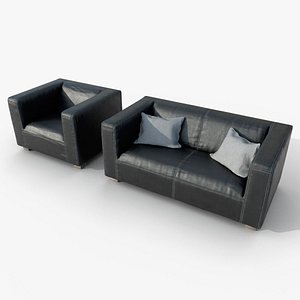 3D model Leather Sofa and Armchair