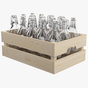3D Crate With Bottles model