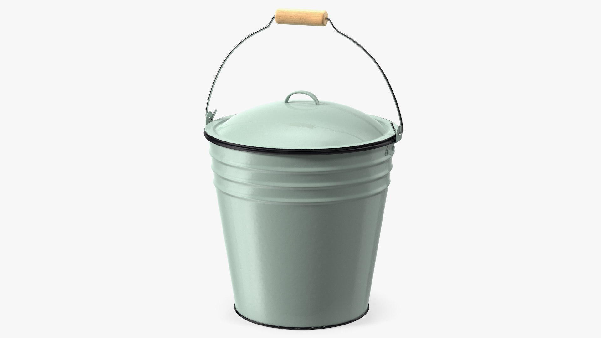 Blue Enamel Bucket with Lid 5L 3D model preview