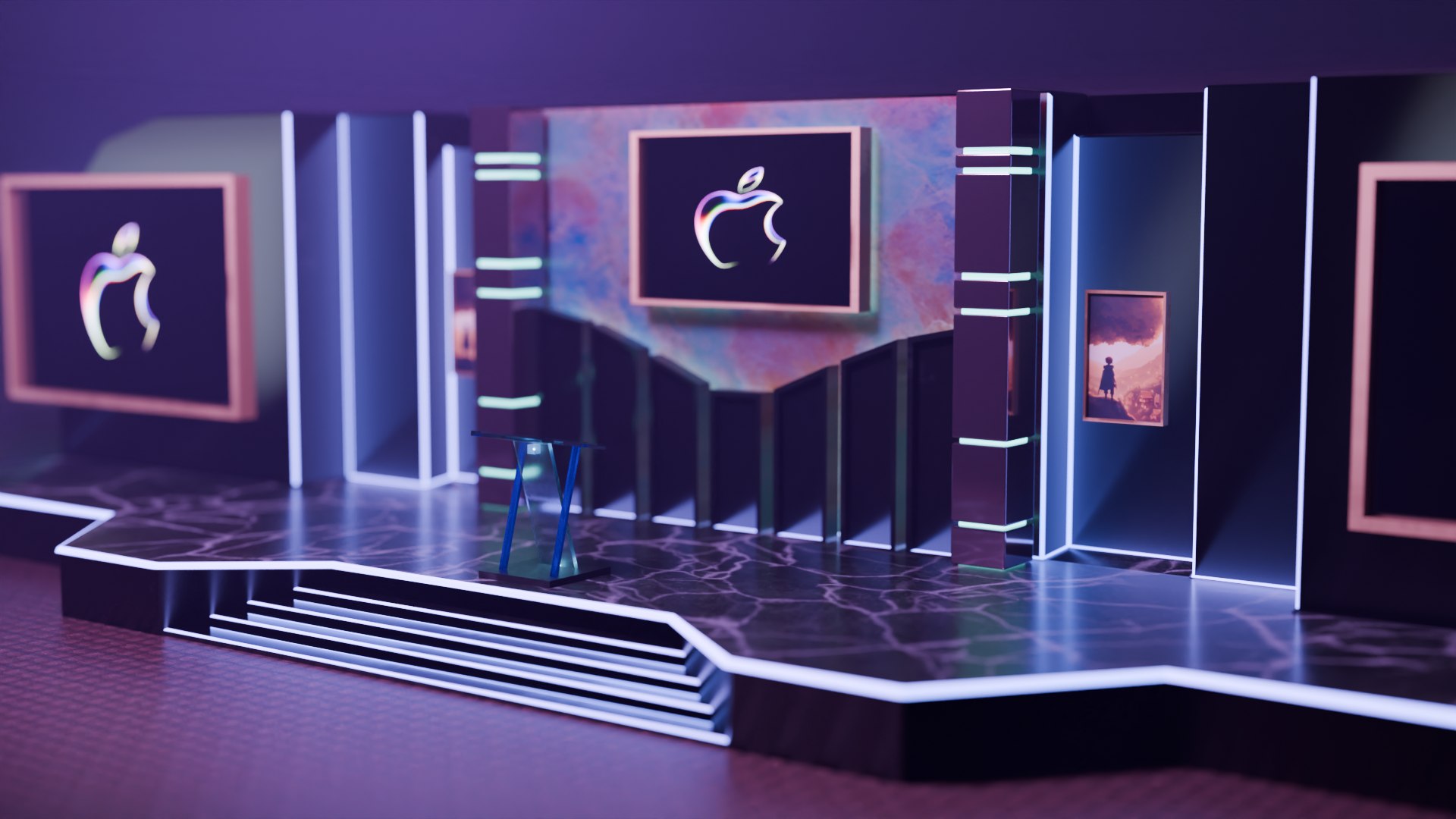 3D Apple Conference Stage - TurboSquid 2258417