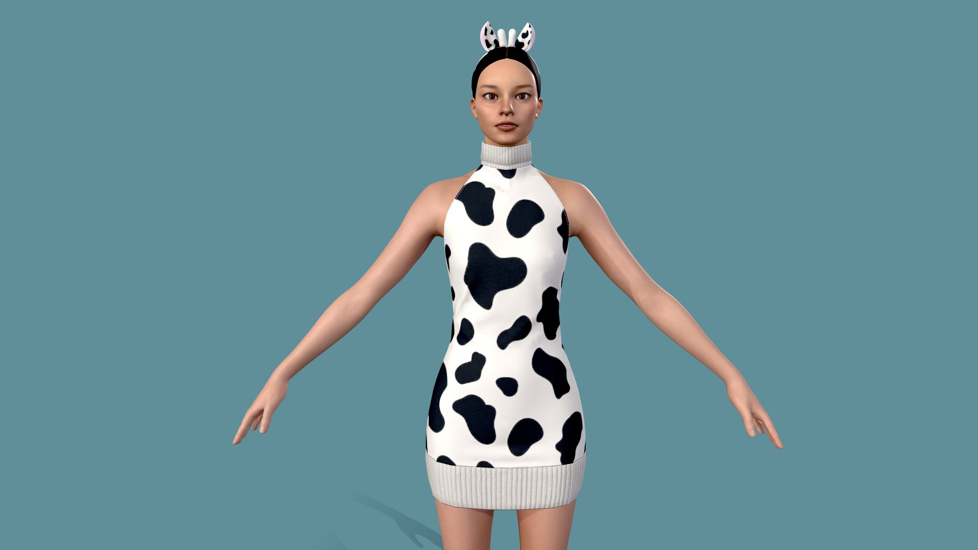 Cow cosplay dress with head band 3D model - TurboSquid 1916676