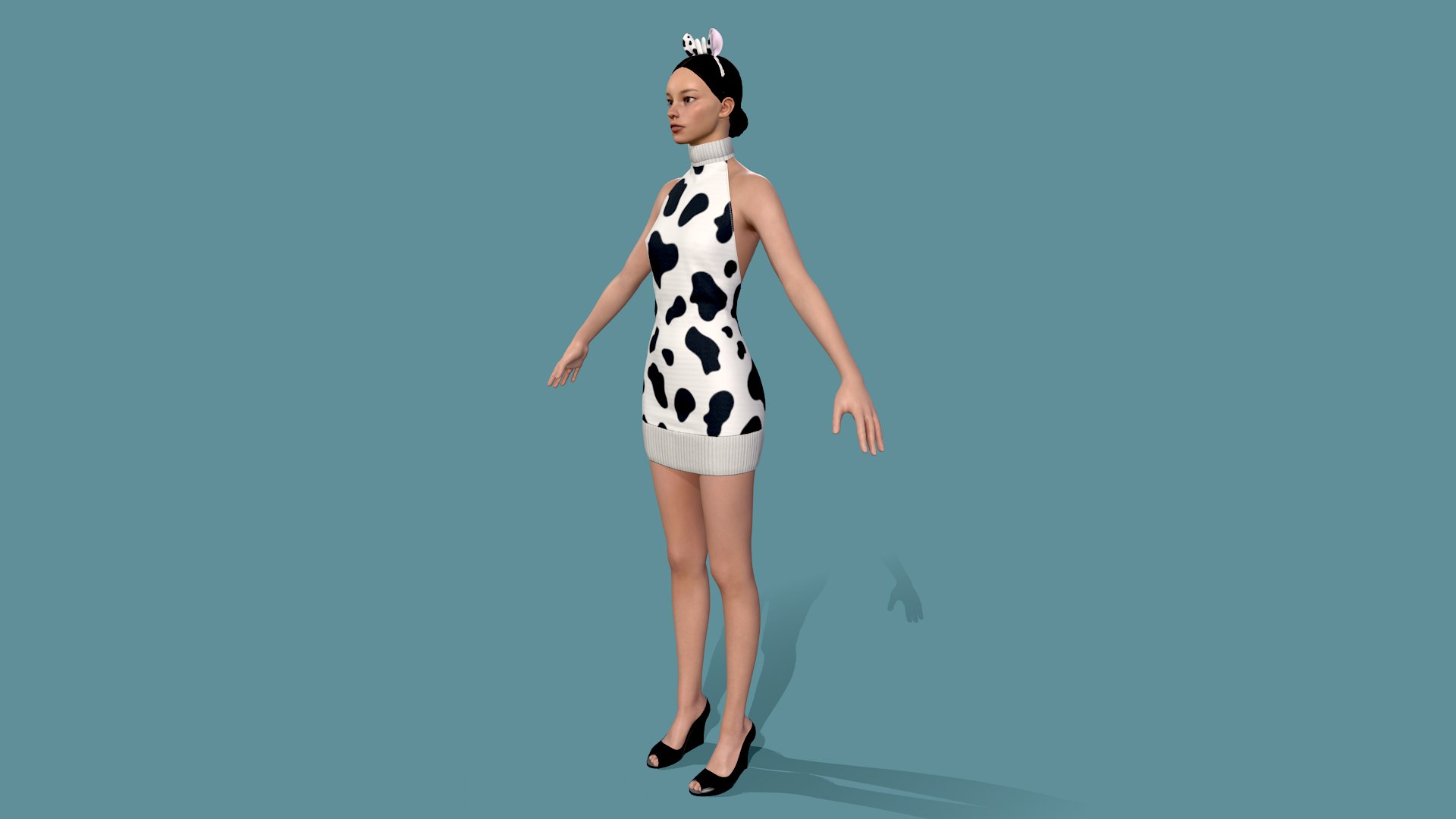 Cow cosplay dress with head band 3D model - TurboSquid 1916676