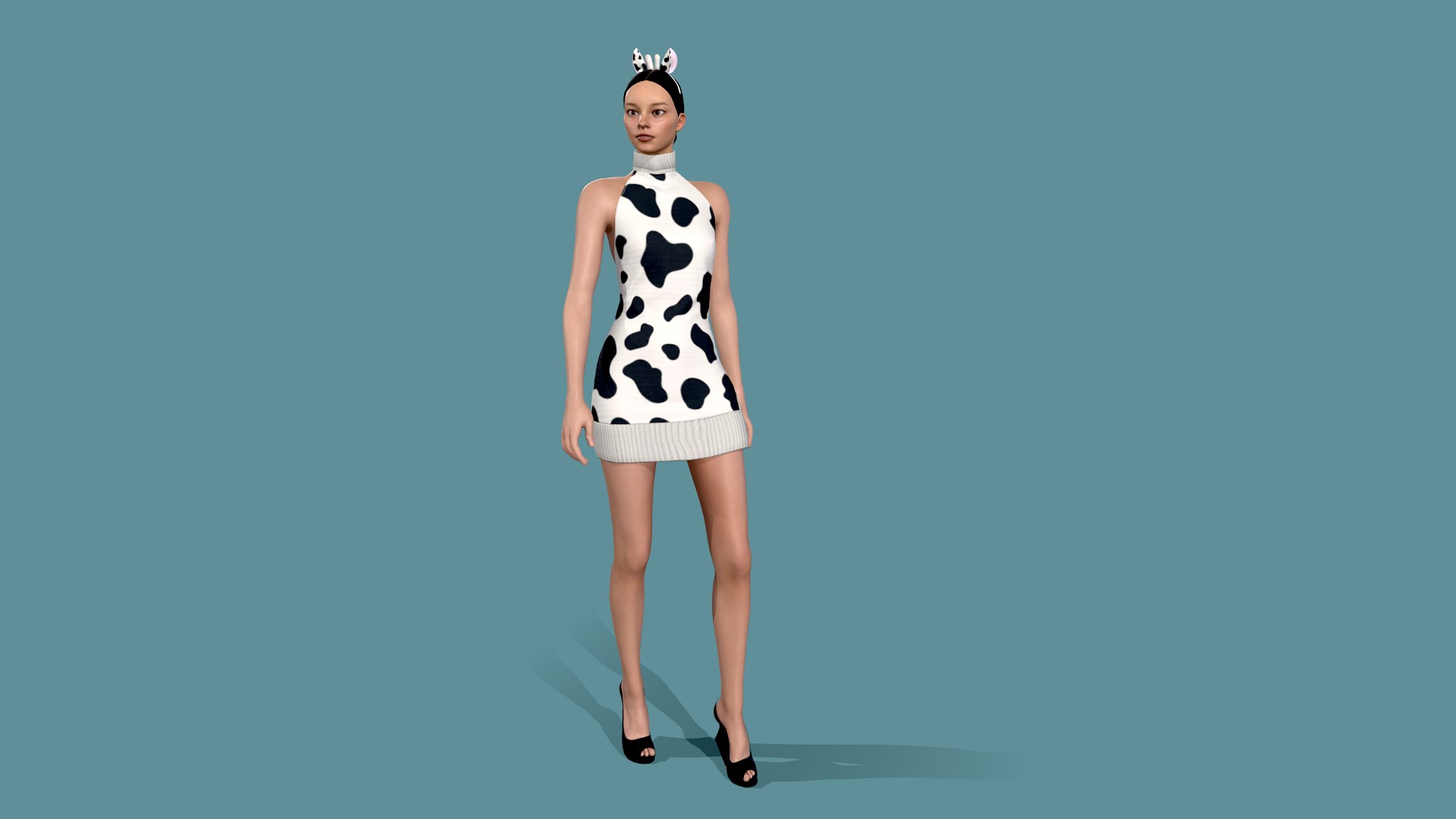 Cow cosplay dress with head band 3D model - TurboSquid 1916676