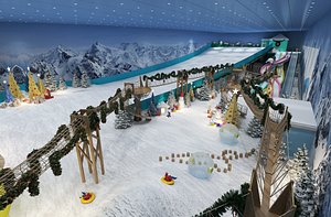 Indoor ski slope Low-poly