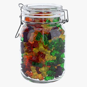 3D Gummy Bears In A Mason Jar model