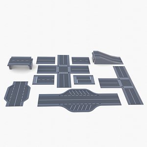 3D Connectable road segment pack v1 model