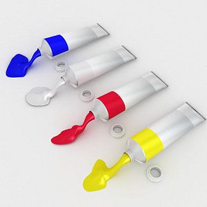 3D Oil Paint Tubes 4 Colors Set