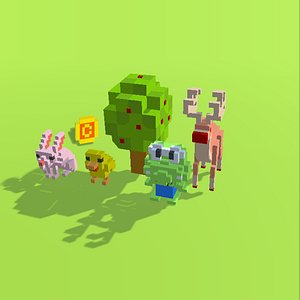 pixel animals 3d model