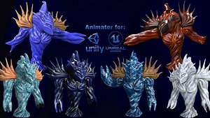 Low-poly model of the character Water Elemental