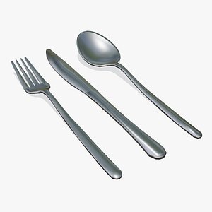 Low-poly Cutlery 3D model