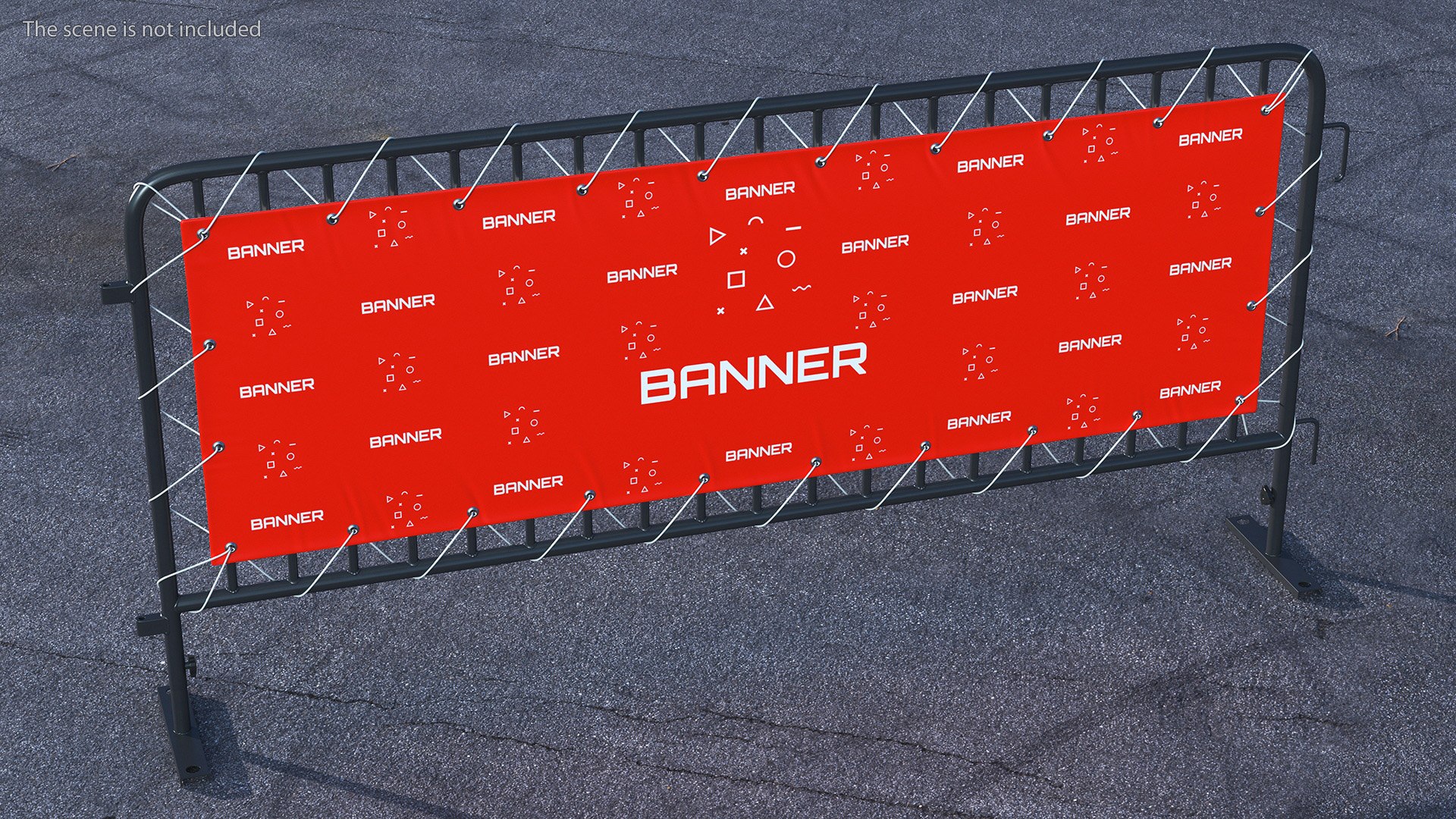 3D Black Crowd Control Barrier With Advertising Vinyl Banner ...