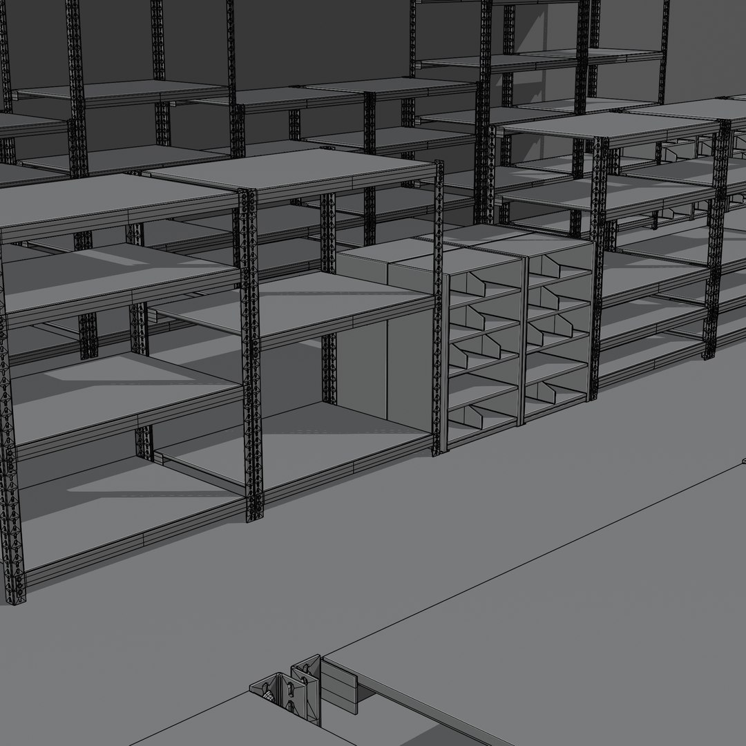 Shelves - Warehouse model https://p.turbosquid.com/ts-thumb/YX/rOoikM/G8/previewwired01/png/1680904738/1920x1080/fit_q87/64acdc7a5143f39dc4dfbcd153f9d6806761fc7c/previewwired01.jpg