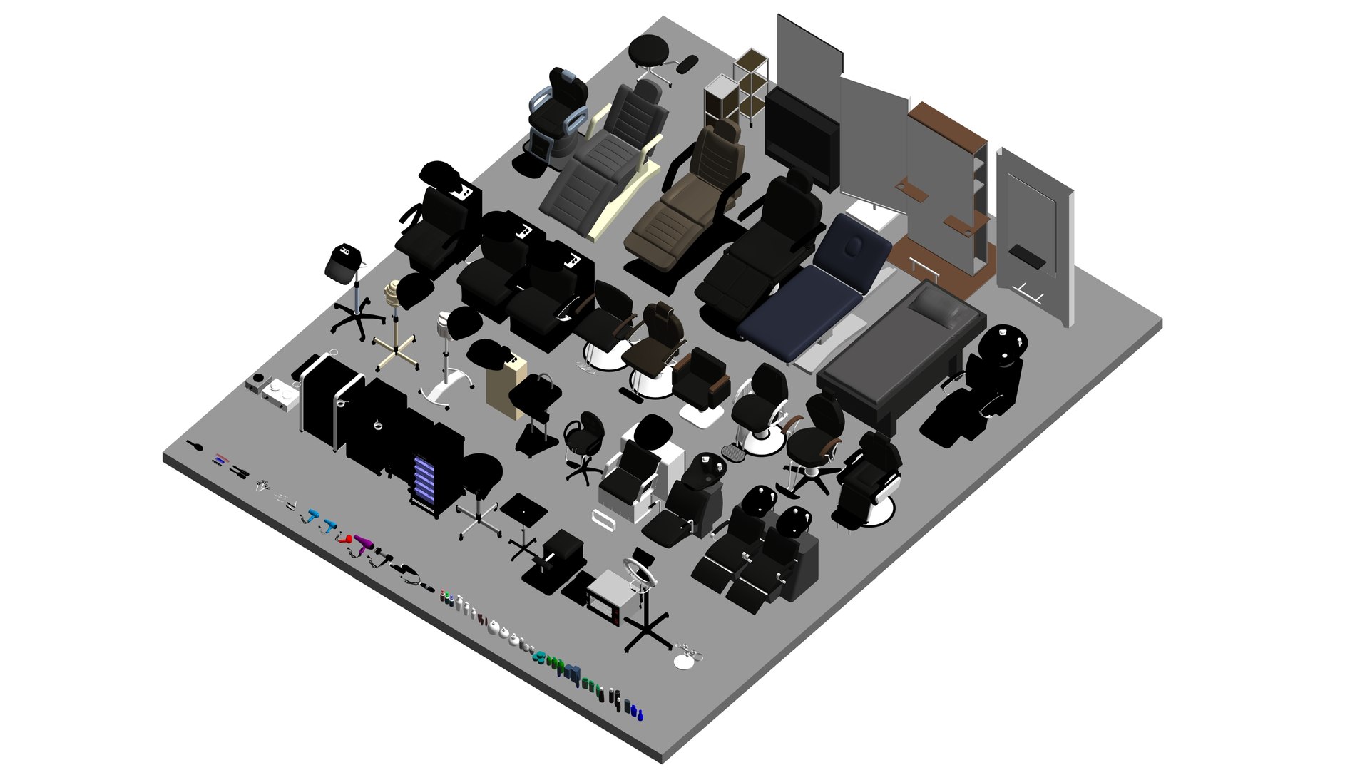 Salon revit family furniture model turbosquid 2260205