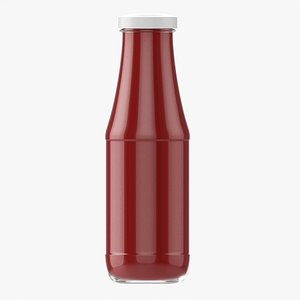 Barbecue sauce in glass bottle 15 3D model