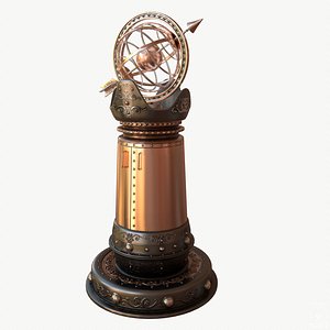 3d model steampunk armillary pillar