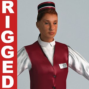 3d parking woman rigged model
