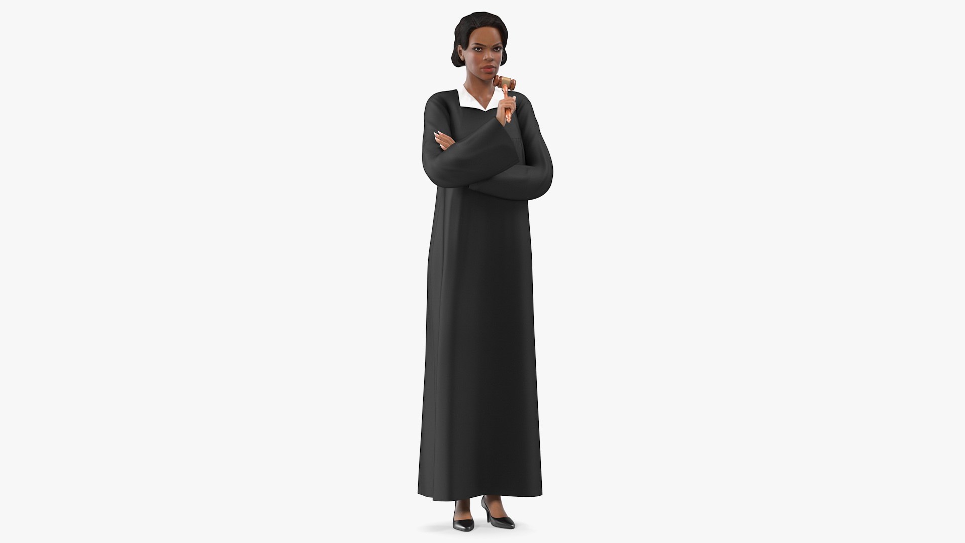 Light Skin Judge Woman Standing Pose 3D model preview