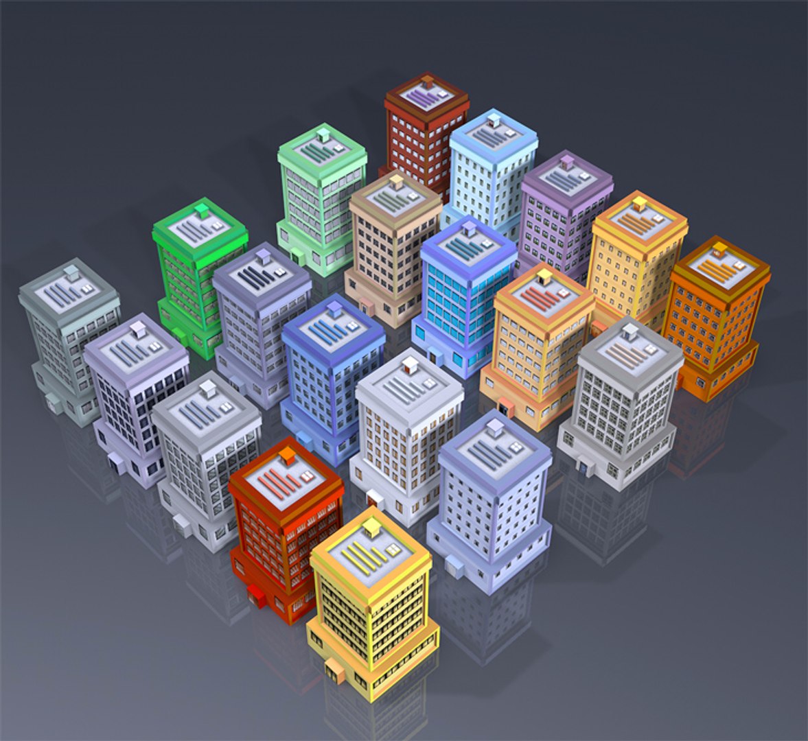 3d Model Buildings Colors