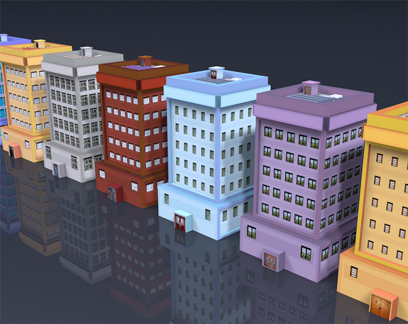 3d Model Buildings Colors