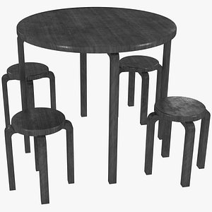 minimalist black mahogany artek 3D model