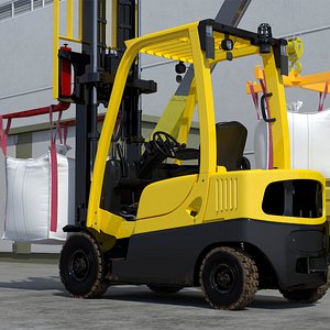 Industrial Forklift with Bulk Bag 3D model