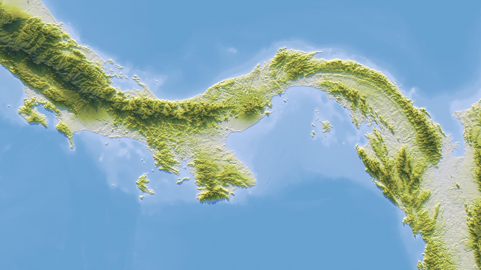 Panama Map - 15K Realistic Satellite Terrain - Elevation Model ...