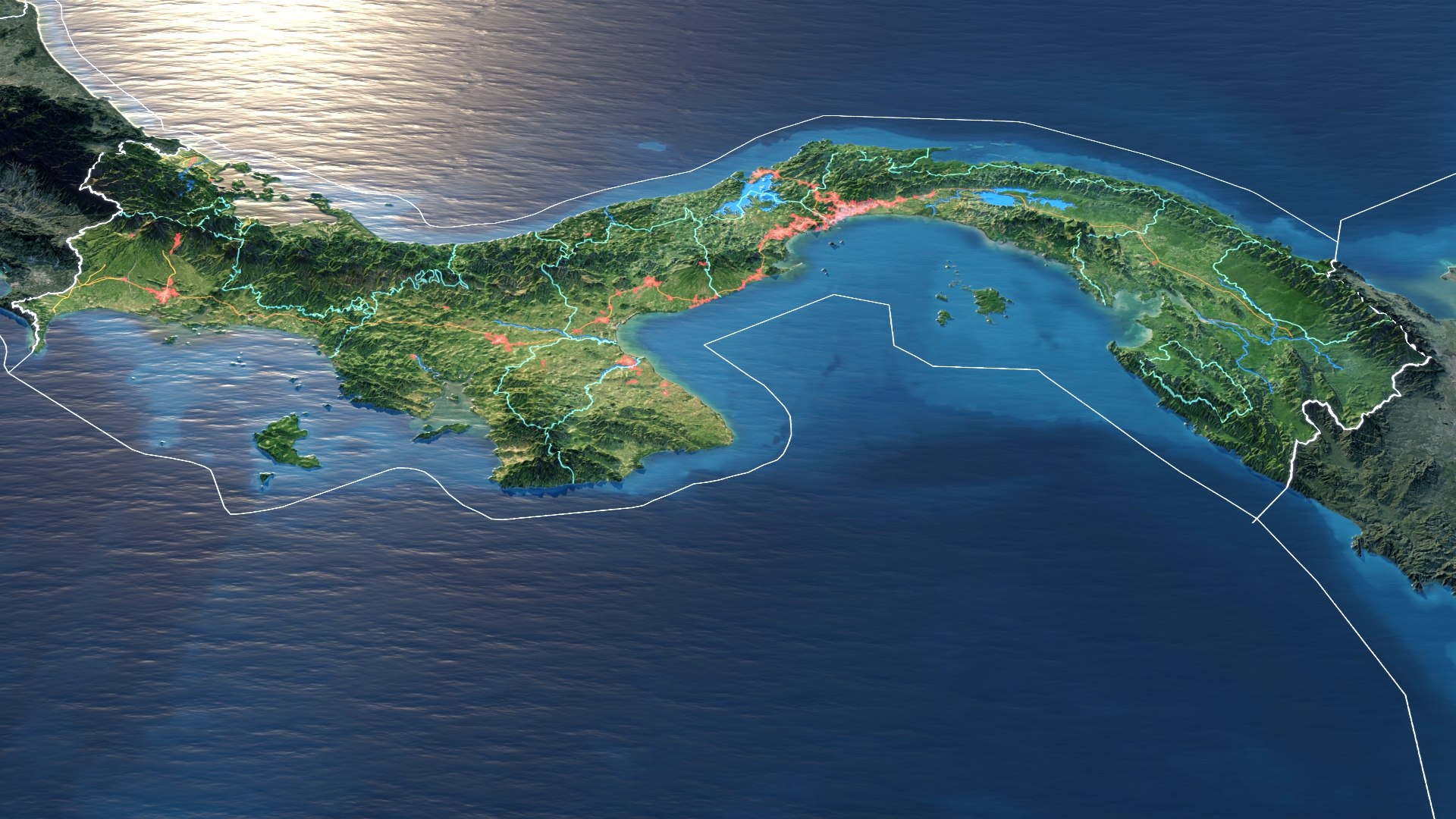 Panama Map - 15K Realistic Satellite Terrain - Elevation Model ...
