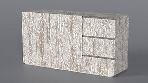 Low Poly white old 2 door 3 drawers dresser 3D Model StemCell certified 4K PBR Textures