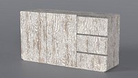 Low Poly white old 2 door 3 drawers dresser 3D Model StemCell certified 4K PBR Textures