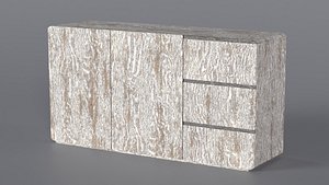 Low Poly white old 2 door 3 drawers dresser 3D Model StemCell certified 4K PBR Textures
