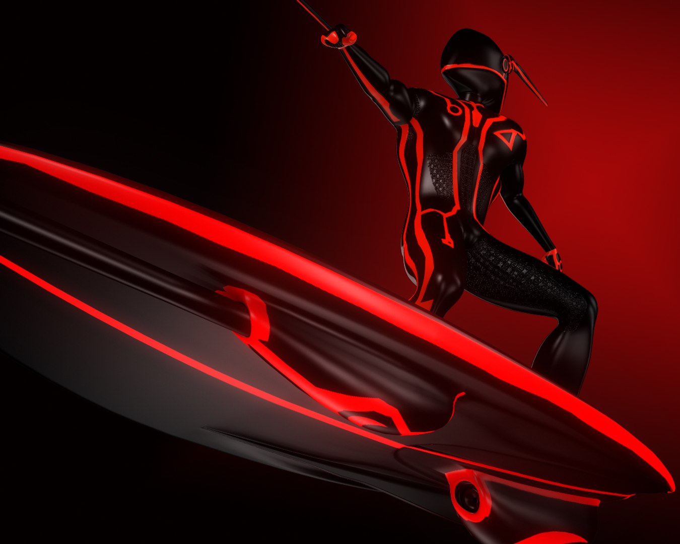 character digital surfer 3d model