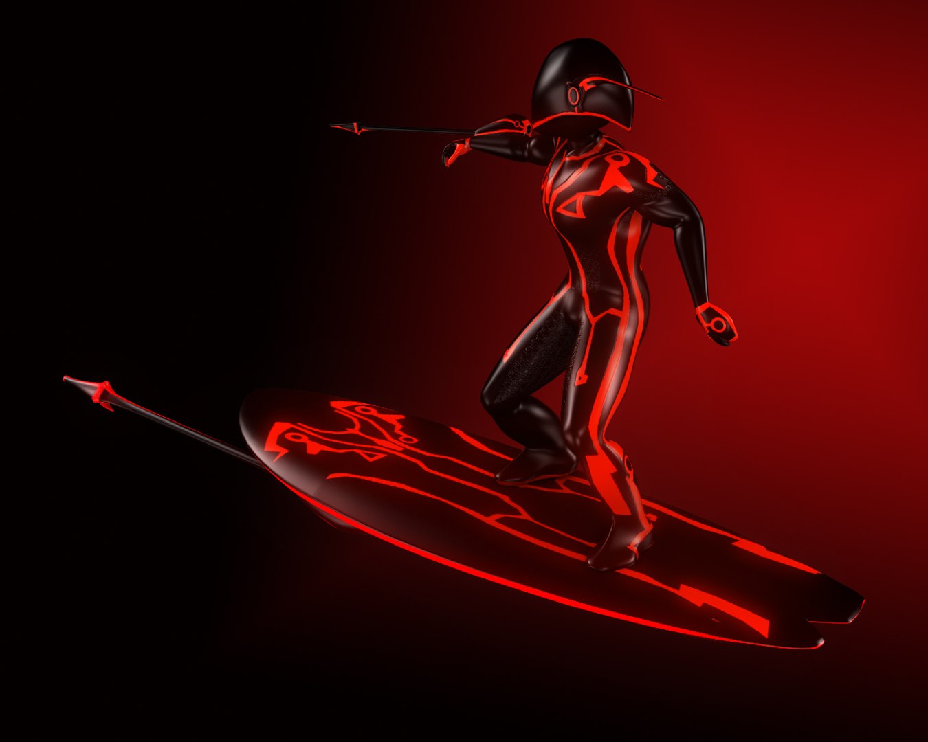 character digital surfer 3d model