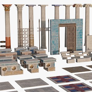 3D Ancient Temple Modular Kit model