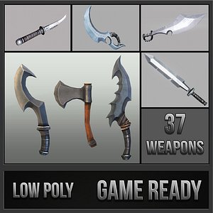 3d fantasy weapon daggers hammer