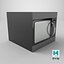 Modelo 3D de horno microondas negro de encimera con puerta abierta