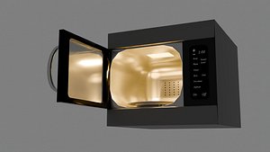 3D Modular Stainless Microwave Oven Realistic Interior Appliance