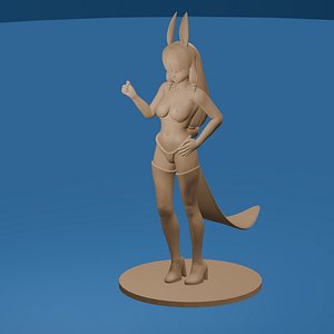 Seductive Superhero Bunny Girl Stylized Furry Heroine STL