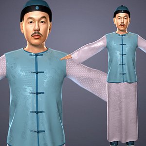 3D Chinese ancient Qing Dynasty rich man