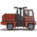 Side Loading Forklift Truck Red 3D Model