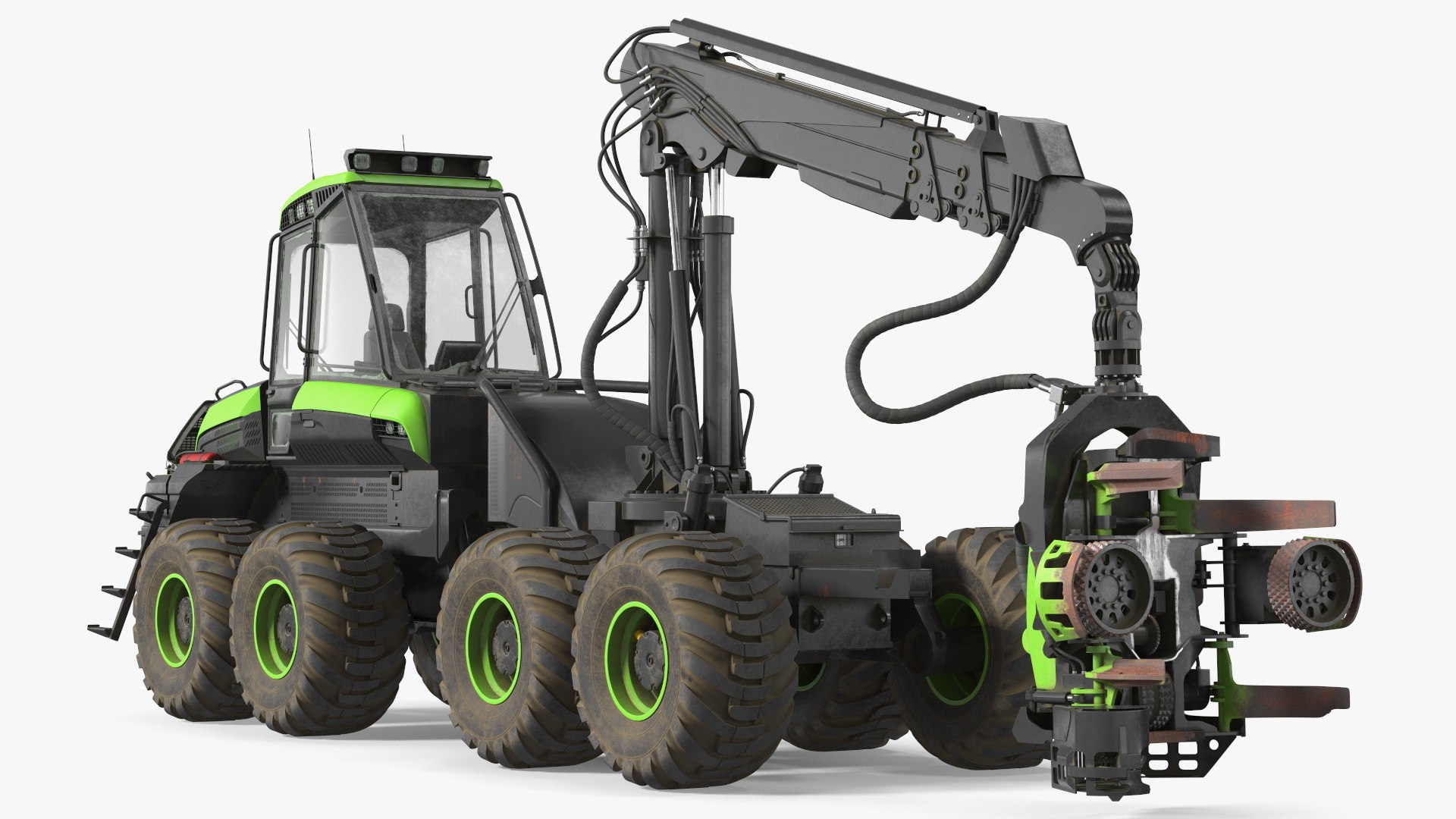 Forestry Harvester Dirty 3D model preview