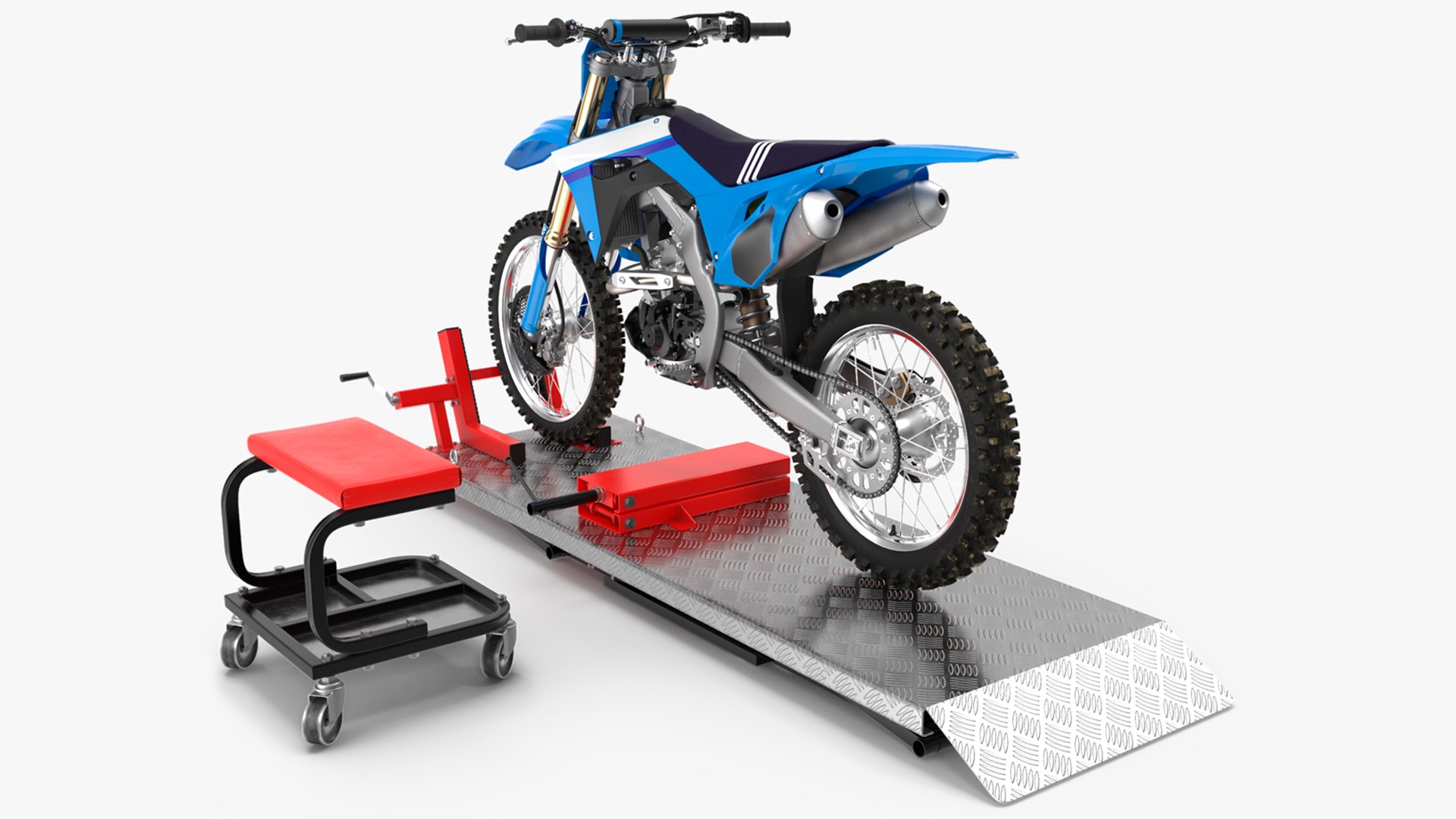 Portable Lift Adapter Kit with Motocross Bike Rigged