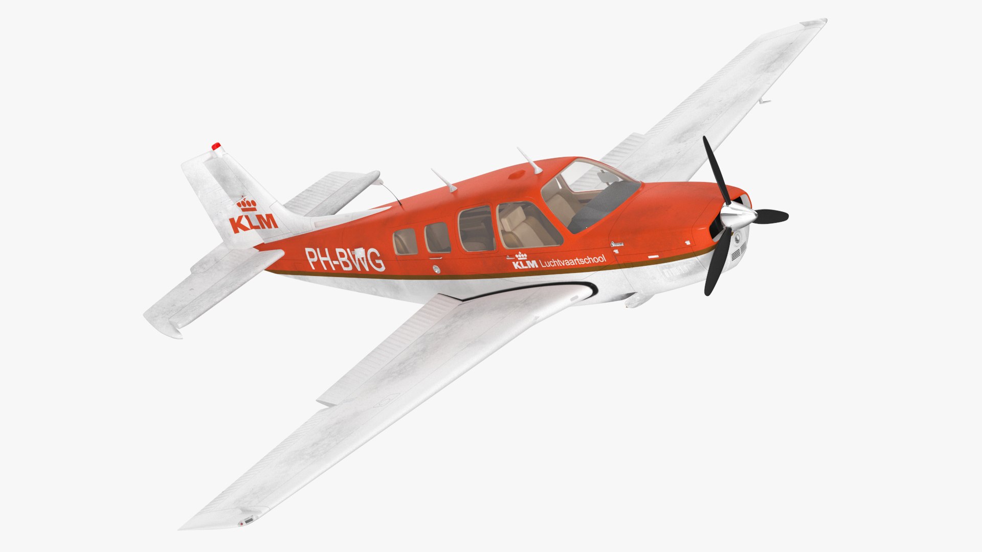 Light Aircraft Beechcraft Bonanza KLM Rigged for Maya 3D model preview