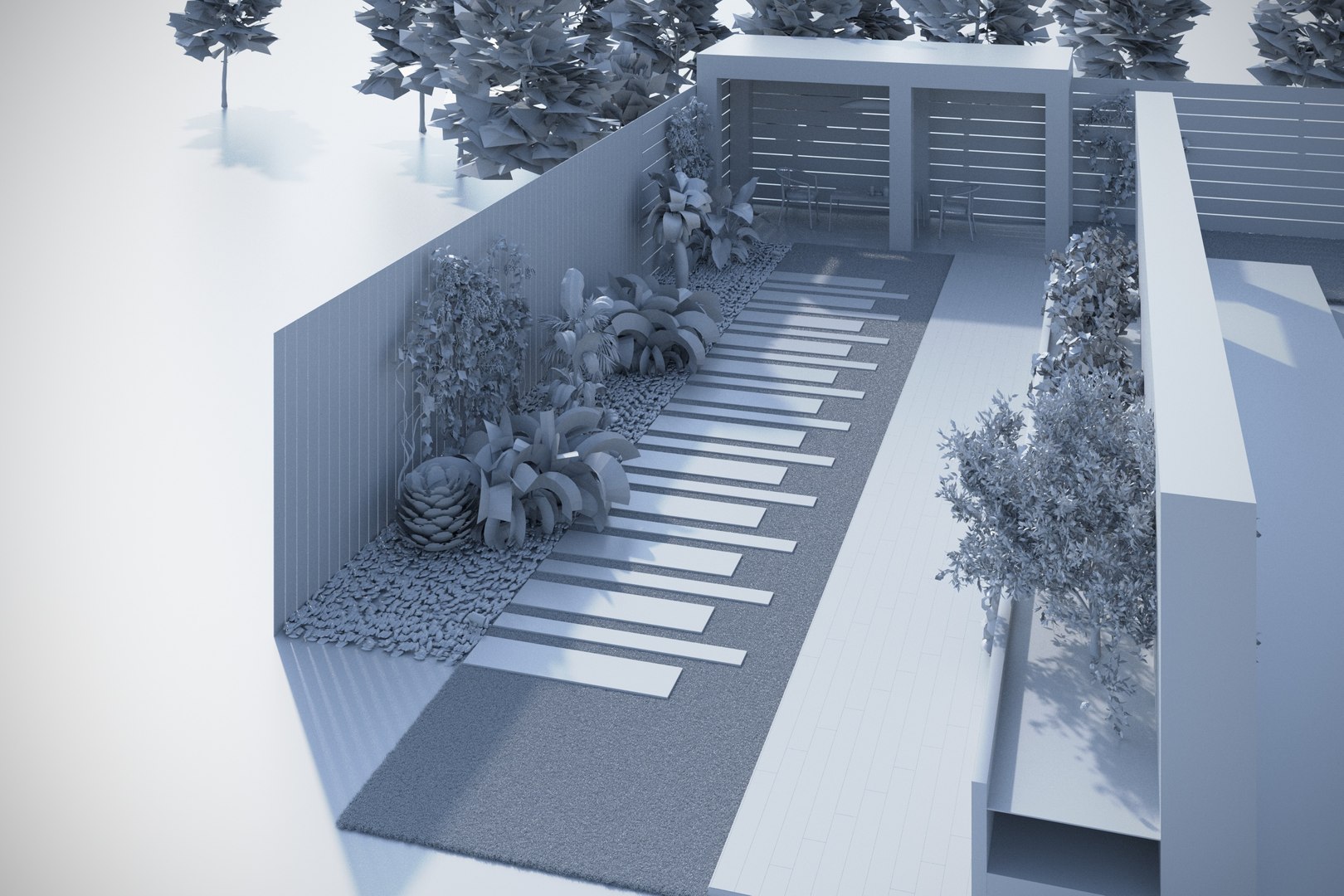 3D Linear Backyard Oasis Garden - TurboSquid 2131856