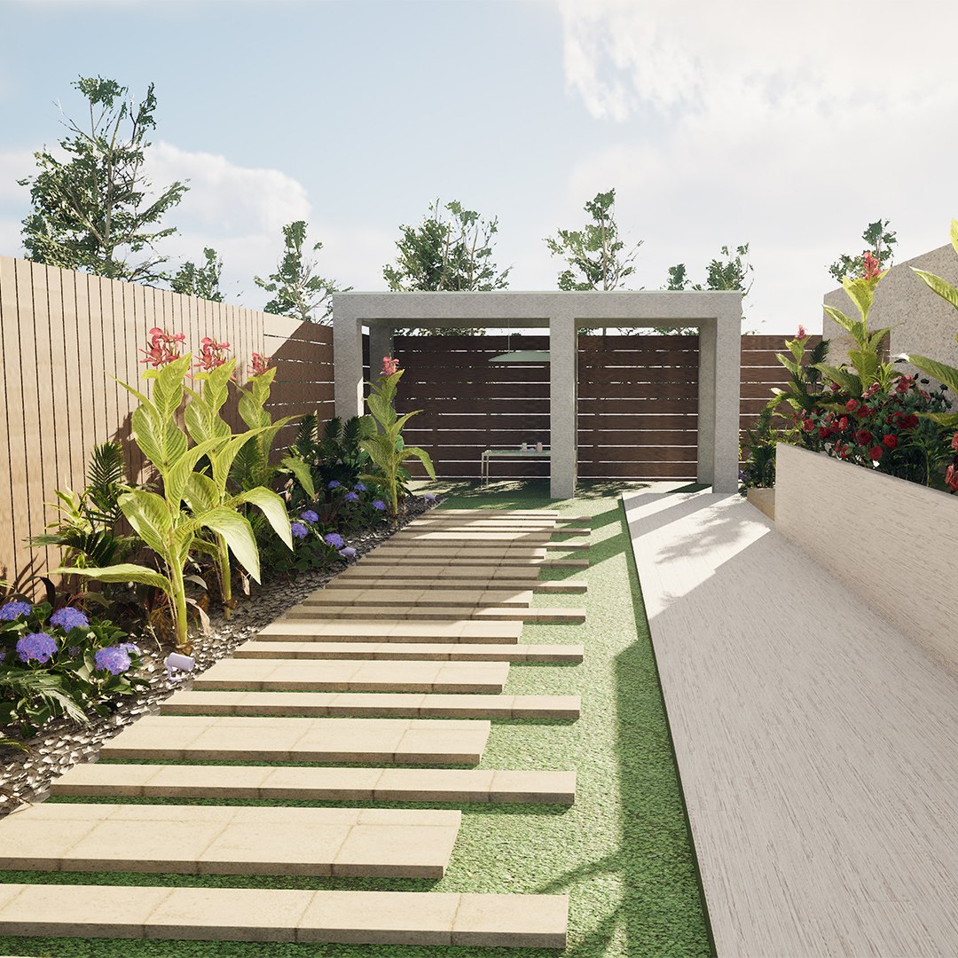 modelo 3d Jardín Oasis de patio trasero lineal - TurboSquid 2131856, image size:1080x1080