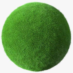 Sphere Covered with Green Grass Fur 3D model