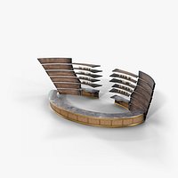 Coconut Tiki Bar Counter - Round Bamboo Bar with Shelves