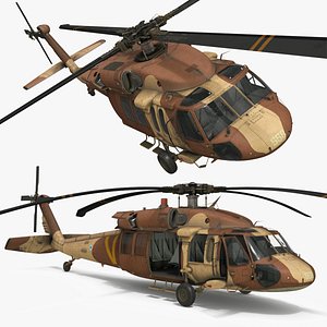 3D Sikorsky UH 60 Black Hawk Military Israel Utility Helicopter Rigged for Maya